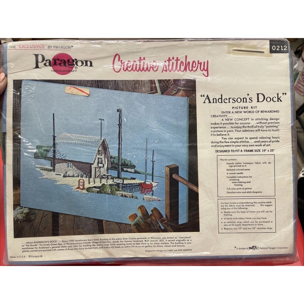 Paragon Needlecraft Crewel Embroidery Kit Anderson’s Dock Maritime Scene NEW NOS